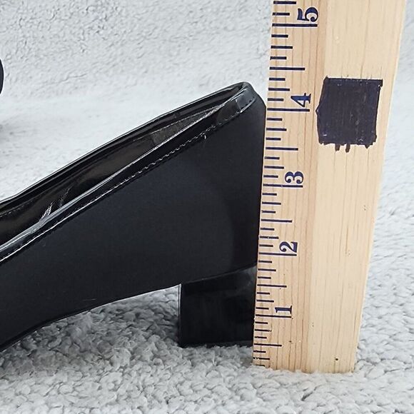 Naturalizer Womens Pumps Sz 6 M Black Fabric Square Toe Bow Retro Vintage Heels - Picture 9 of 9